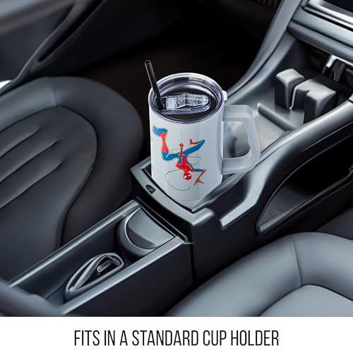 Silver Buffalo Marvel Spider-Man Featuring Spider-Gwen and Miles Morales Double Walled Stainless Steel Tumbler with Handle and Straw, Fits in Standard Cup Holder, 40 Ounces - Image 3