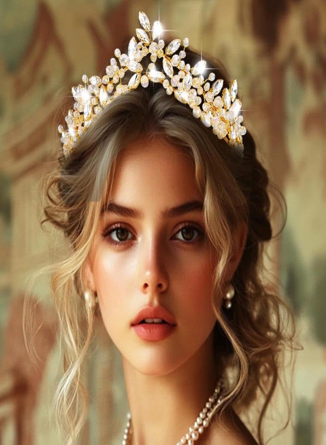 جورايس طوق رأس مرصع بأحجار الراين من GORAIS، تيجان زفاف ذهبية مرصعة بالكريستال، قطعة رأس مثالية لحفلات التخرج للنساء والفتيات - Image 4