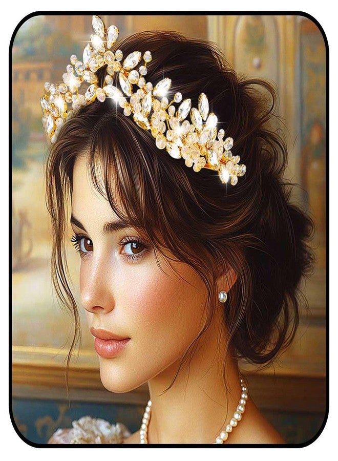 جورايس طوق رأس مرصع بأحجار الراين من GORAIS، تيجان زفاف ذهبية مرصعة بالكريستال، قطعة رأس مثالية لحفلات التخرج للنساء والفتيات - Image 1