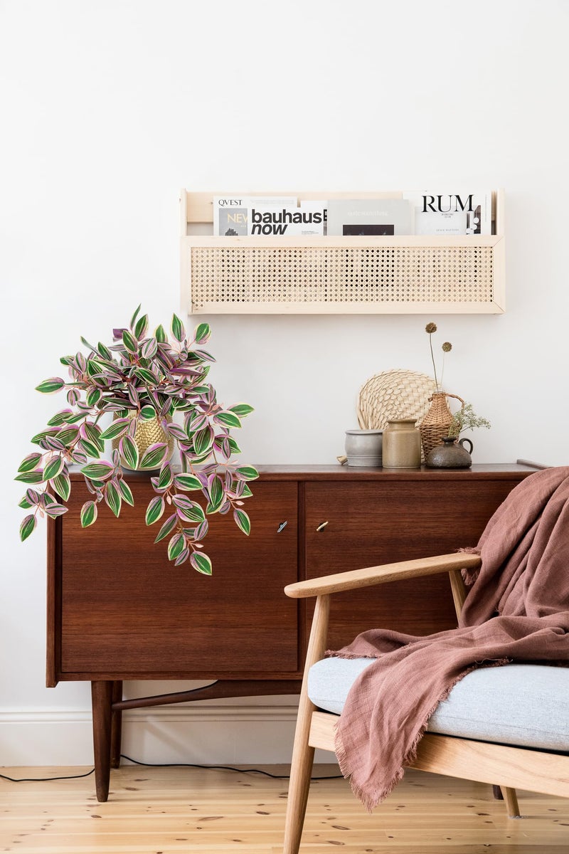 Briful Faux Plants Indoor 17.7in Fake Watermelon Peperomia Plant in Gold Pot with Realistic Silk Pink Leaves Artificial Potted Plant for Home Office Table Shelf Desk Modern Room Decor - Image 3