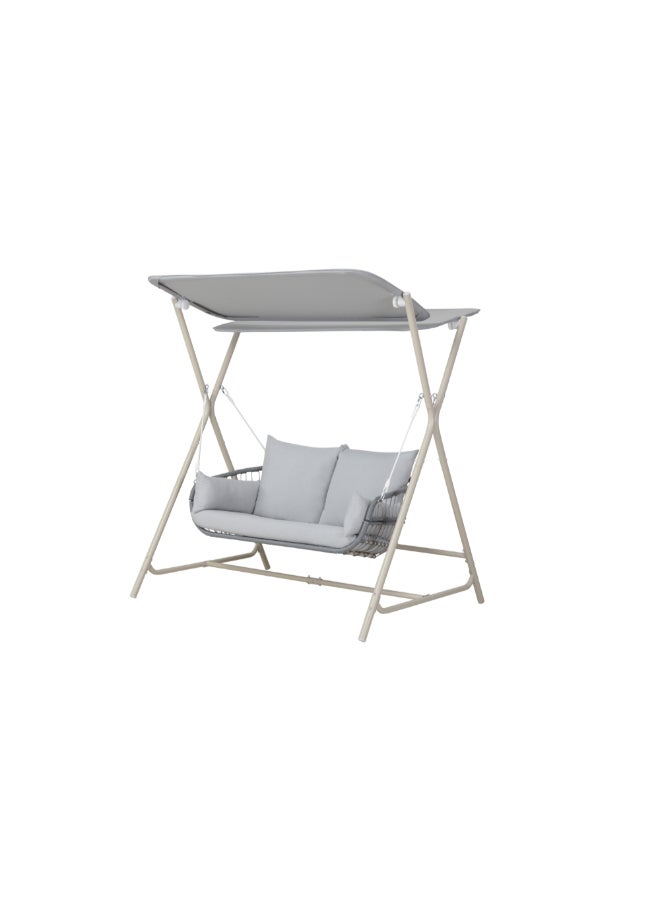 LIVING ACCENTS 2-Seater Durable Steel and Rattan Swing Grey 173 x 171 x 130 cm 79064