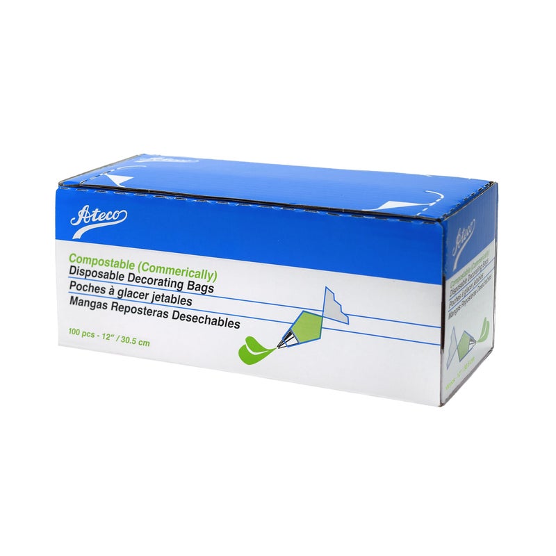 Ateco Ateco Compostable and Disposable Piping and Cake Decorating Bags 12  Pack of 100 White Biodegradable 