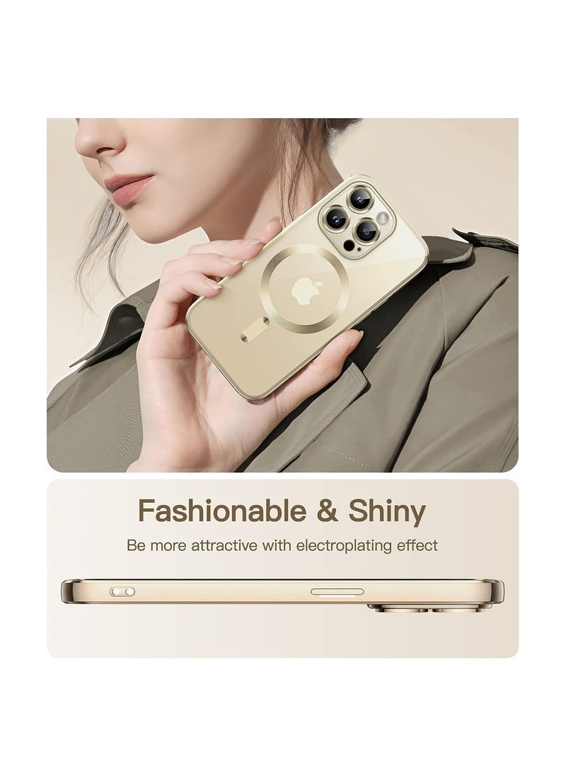 Vitacelli - Magnetic Electroplating Frame Magsafe Wireless Charging Case for Apple iPhone 14 Pro Max Gold/Clear Gold/Clear - Image 1