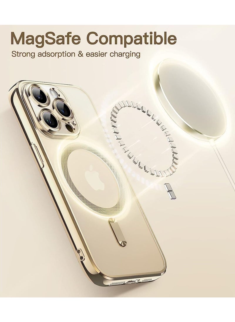 Vitacelli - Magnetic Electroplating Frame Magsafe Wireless Charging Case for Apple iPhone 14 Pro Max Gold/Clear Gold/Clear - Image 1
