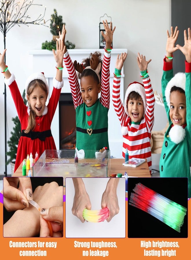 هانايف، 200 قطعة، 8 بوصات، أساور عصا مضيئة لعيد الميلاد، ألوان أحمر، أخضر، وأبيض، تضيء في الظلام، لوازم حفلات عيد الميلاد، تضيء كهدايا عيد ميلاد نيون ويوم الذكرى - Image 3