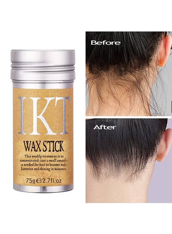 IKT Hair Wax Stick 75g with Edge Control Brush Hair Slick Stick Wax Stick for Hair Bristle Brush for Flyaways Teasing Brush for Hair Styling for Baby Hair and Edge Anti Frizz Hair - Image 2