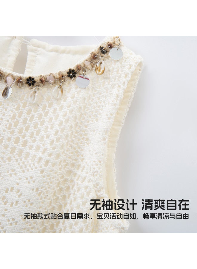 Bumblebee Girls Summer Dress 2025 New Fashion Sleeveless Hollow-out Layered Vest Dress For Girls - Image 3