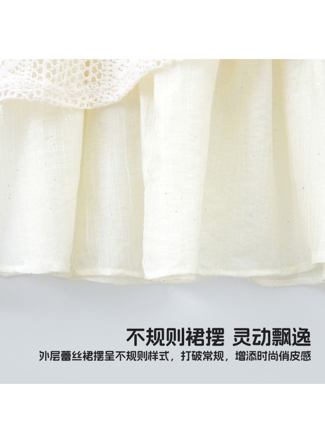 Bumblebee Girls Summer Dress 2025 New Fashion Sleeveless Hollow-out Layered Vest Dress For Girls - Image 5