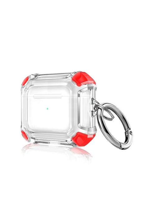 Case Cover Anti-drop Transparent PC Two-color Earphone Protective Case with Hanging Loop for AirPods 3 Red