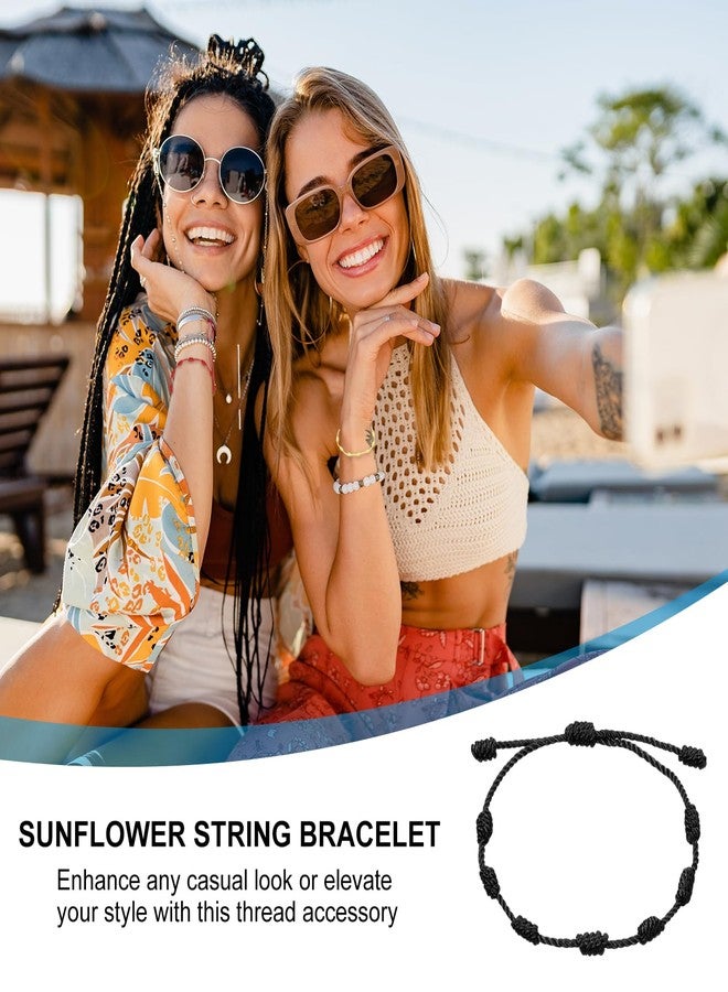 PATIKIL 10 Pcs Adjustable Cord Bracelet String, 7 Knot Good Luck Cord Handmade Protection Braided String for DIY Friendship Lovers Wrist, 13-26cm Long, Black/Red - Image 5