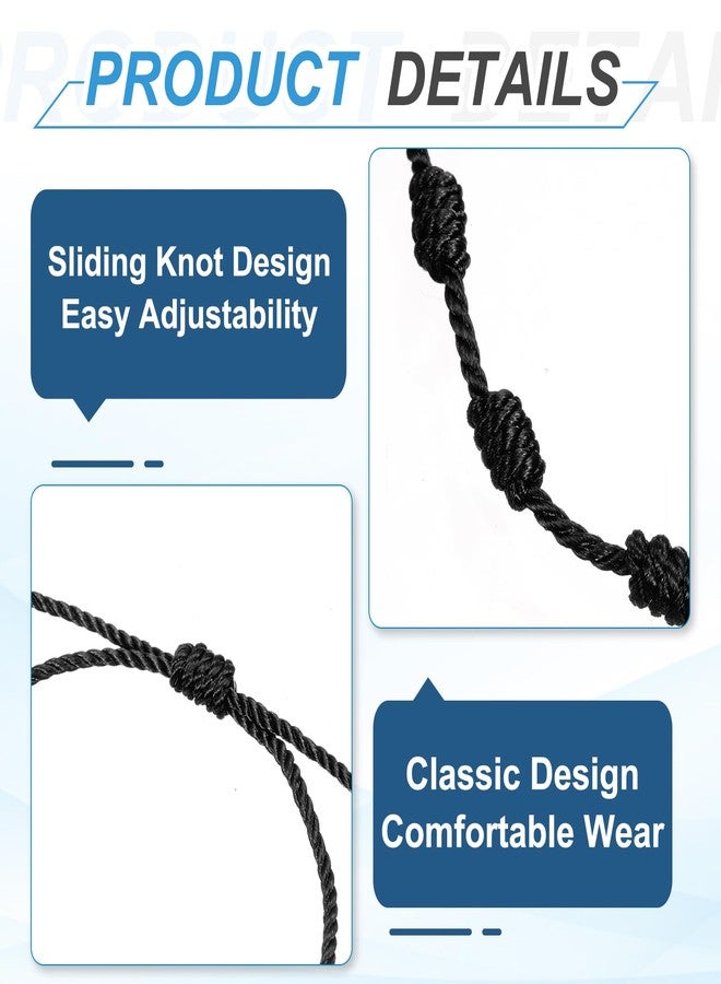 PATIKIL 10 Pcs Adjustable Cord Bracelet String, 7 Knot Good Luck Cord Handmade Protection Braided String for DIY Friendship Lovers Wrist, 13-26cm Long, Black/Red - Image 3