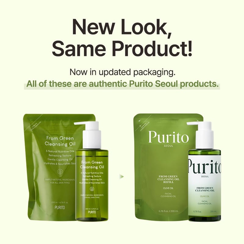 PURITO From Green Cleansing Oil Set(Original+Refill), Fragrance-Free, Gentle Vegan Oil Cleanser for Face & Eyes, for Sunscreen & Waterproof Makeup, Cruelty-Free Korean Skin Care 13.52 fl.oz / 400ml - Image 3