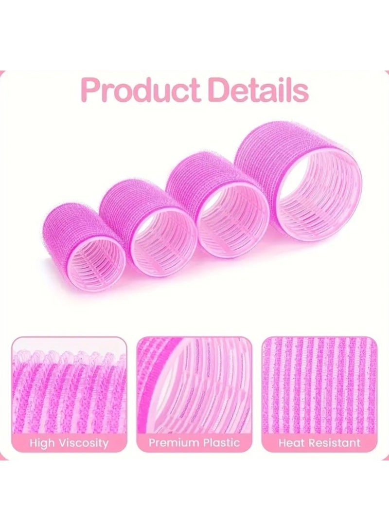 CleanWave - The Pure Effect 30pcs Pink Self-Grip Hair Roller Set with 18 Rollers & 12 Clips – Heatless Curlers for Effortless Curls & Waves | Salon-Quality DIY Styling Kit - Image 3