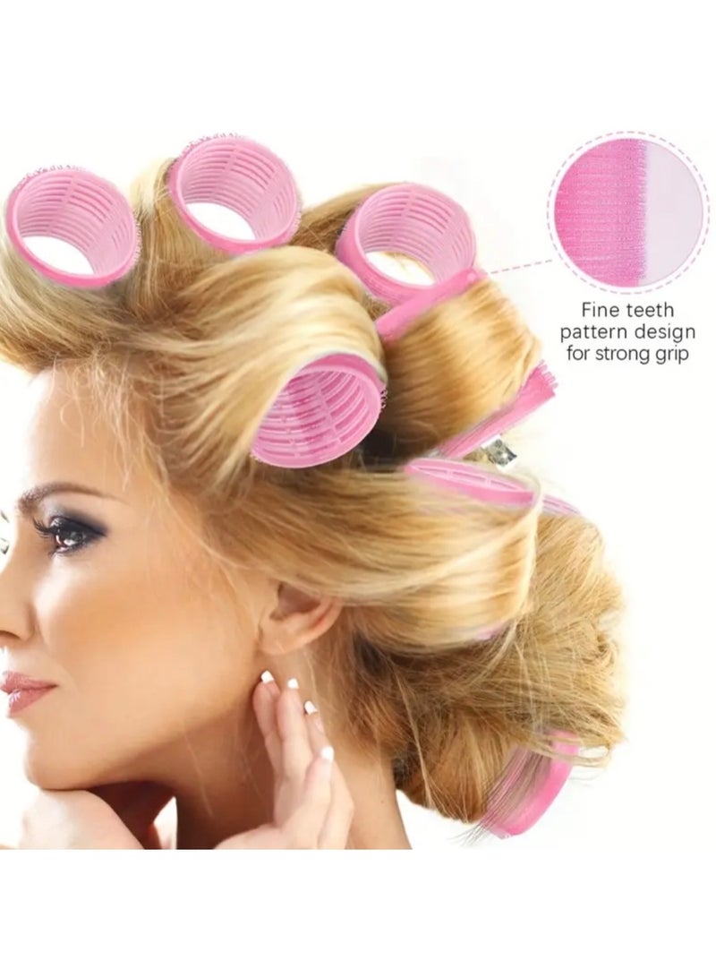 CleanWave - The Pure Effect 30pcs Pink Self-Grip Hair Roller Set with 18 Rollers & 12 Clips – Heatless Curlers for Effortless Curls & Waves | Salon-Quality DIY Styling Kit - Image 4