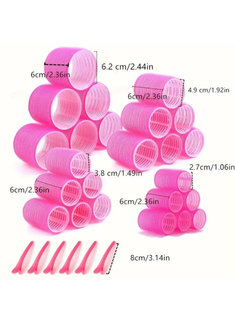 CleanWave - The Pure Effect 30pcs Pink Self-Grip Hair Roller Set with 18 Rollers & 12 Clips – Heatless Curlers for Effortless Curls & Waves | Salon-Quality DIY Styling Kit - Image 5
