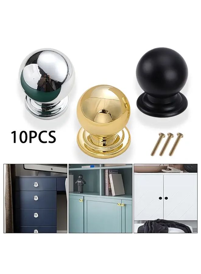 10 Pack Black Round Ball Drawer Handles Pulls With Screws Single Hole Cabinet - Image 1