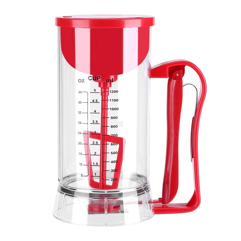 Ashata Pancake Batter Dispenser Electric Batter Mixer Separator for Cupcakes Pancakes Cookie Cake Waffles or Any Baked Goods Batter Dispenser with Clear Tick Marks Easy to Use 4058oz  ClearRed 