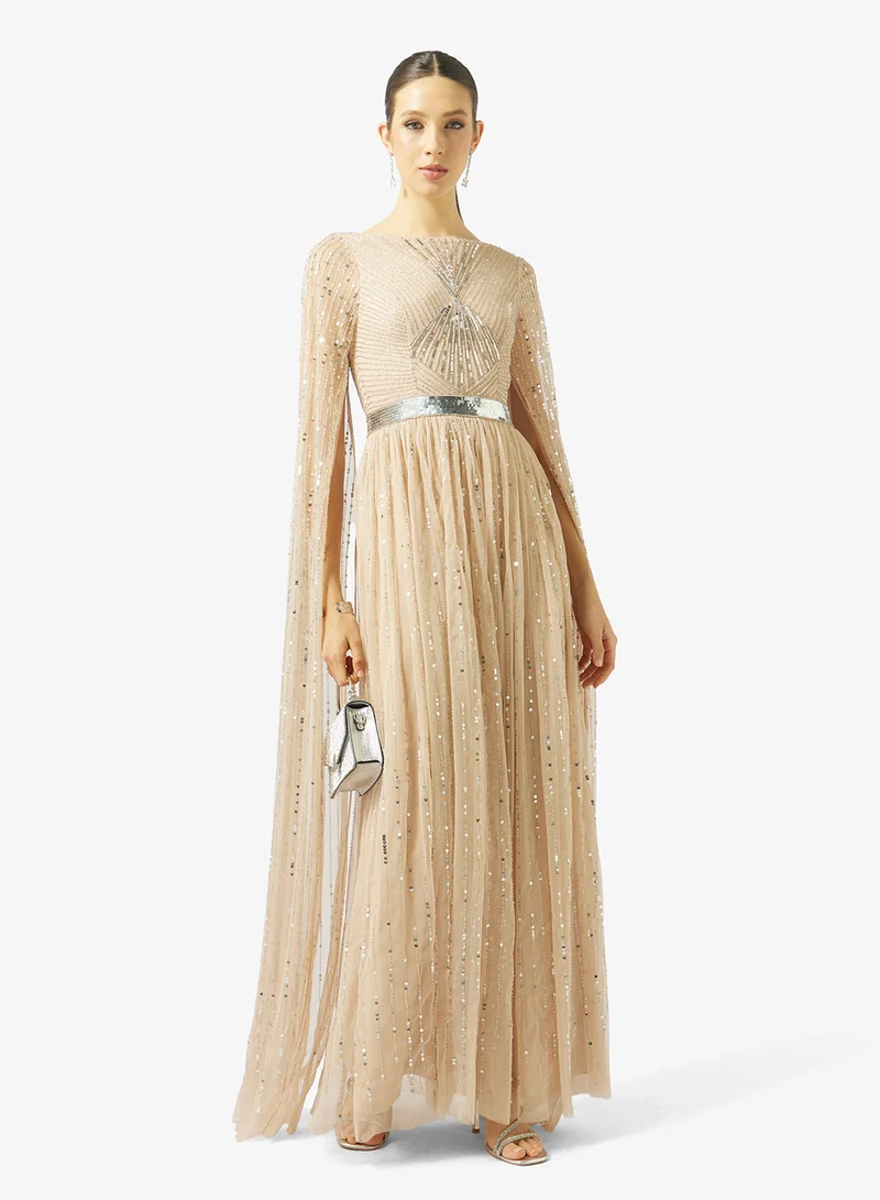 Amelia Rose  Embellished flared sleeve maxi dress for Women | Best Price UAE