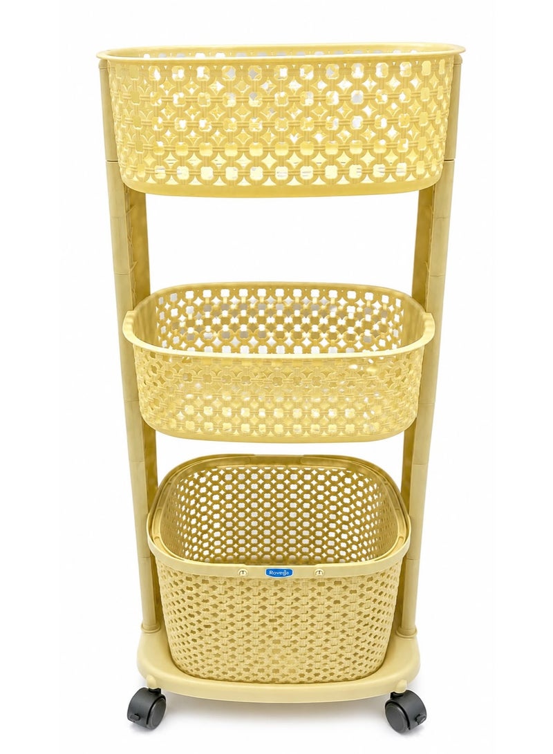 3-Tier Laundry Basket with Wheels - Image 2