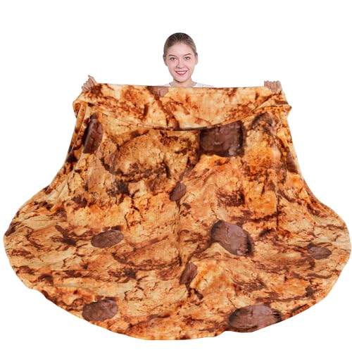 mermaker Cookies Blanket 71 inches for Adult Kids, Realistic Cookies Throw Blanket Funny Gifts for Women Men Teen Boy Girl, 285 GSM Soft Flannel Food Wrap Blanket for Christmas Birthday Gifts - Image 1