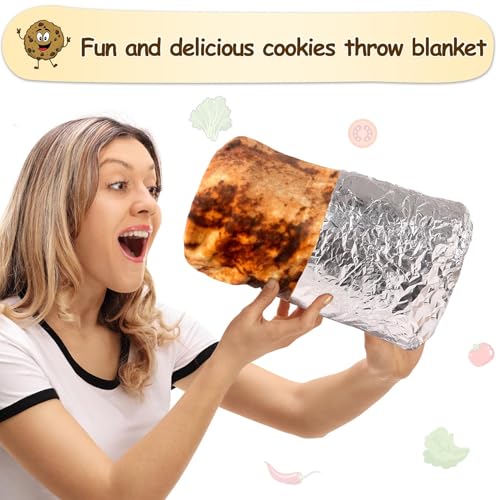 mermaker Cookies Blanket 71 inches for Adult Kids, Realistic Cookies Throw Blanket Funny Gifts for Women Men Teen Boy Girl, 285 GSM Soft Flannel Food Wrap Blanket for Christmas Birthday Gifts - Image 4