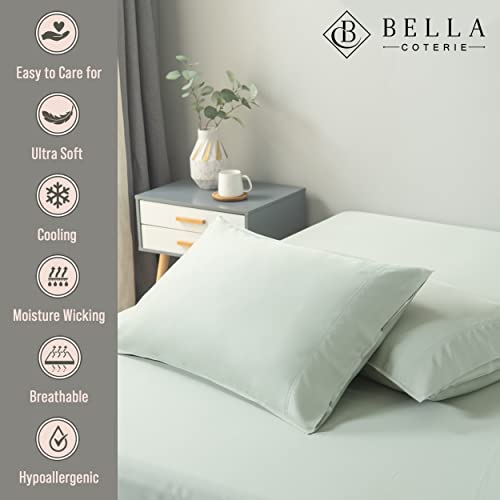 BC BELLA COTERIE Bella Coterie Luxury Bamboo Viscose Queen Size Pillowcase Set 100 Organically Grown Ultra Soft Cooling 2 Pcs Sea Glass - Image 3
