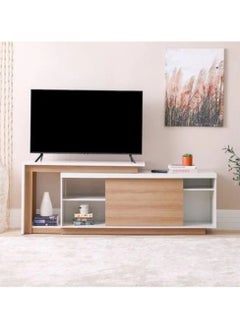 DANUBE HOME Lucia Tv Unit Extendable Top Entertainment Modern Design Multifunctional Tv Stand Wooden Tv Stand Media Console Table For Living Room Bedroom - Off White/Almond - Up To 55 Inch  - Image 1
