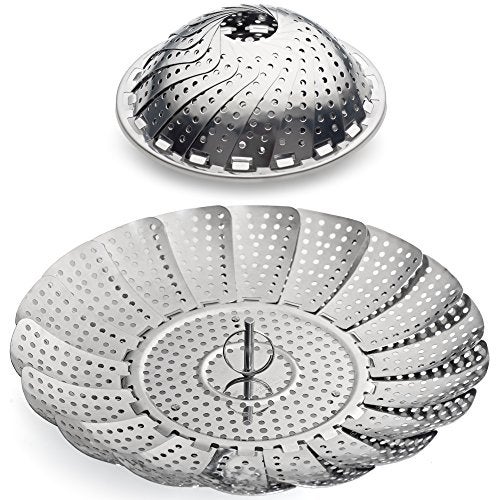 Sunsella 100% Stainless Steel Vegetable Steamer Basket/Insert for Pots, Pans, Crock Pots & more. 5.5" to 9.3" - - Image 1