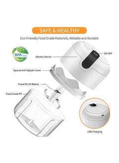 Generic 250ml Electric Food Chopper, Portable Garlic Chopper, Multifunctional Mini Vegetable Chopper, Stainless Steel Blade, Rechargeable, Built-in Battery, Easy to Clean, Can be Used for Vegetables, Fruits, Meat, Ingredients, Garlic, Peppers  - Image 3