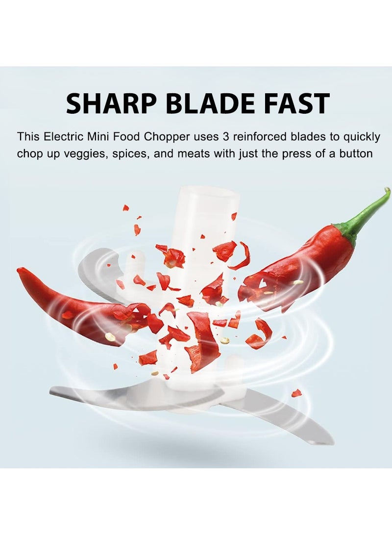 250ml Electric Food Chopper, Portable Garlic Chopper, Multifunctional Mini Vegetable Chopper, Stainless Steel Blade, Rechargeable, Built-in Battery, Easy to Clean, Can be Used for Vegetables, Fruits, Meat, Ingredients, Garlic, Peppers  - Image 5