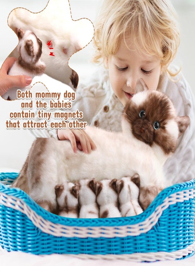Skylety Nurturing Siamese Cat Stuffed Animal with 4 Baby Kittens, Cat Baby Stuffed Animals Plushy Mommy Kitty with Plush Kittens for Birthday Party Favors Gifts - Image 5