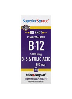 Superior Source Superior Source, B-12, B-6 & Folic Acid, 100 MicroLingual Instant Dissolve Tablets  - Image 1