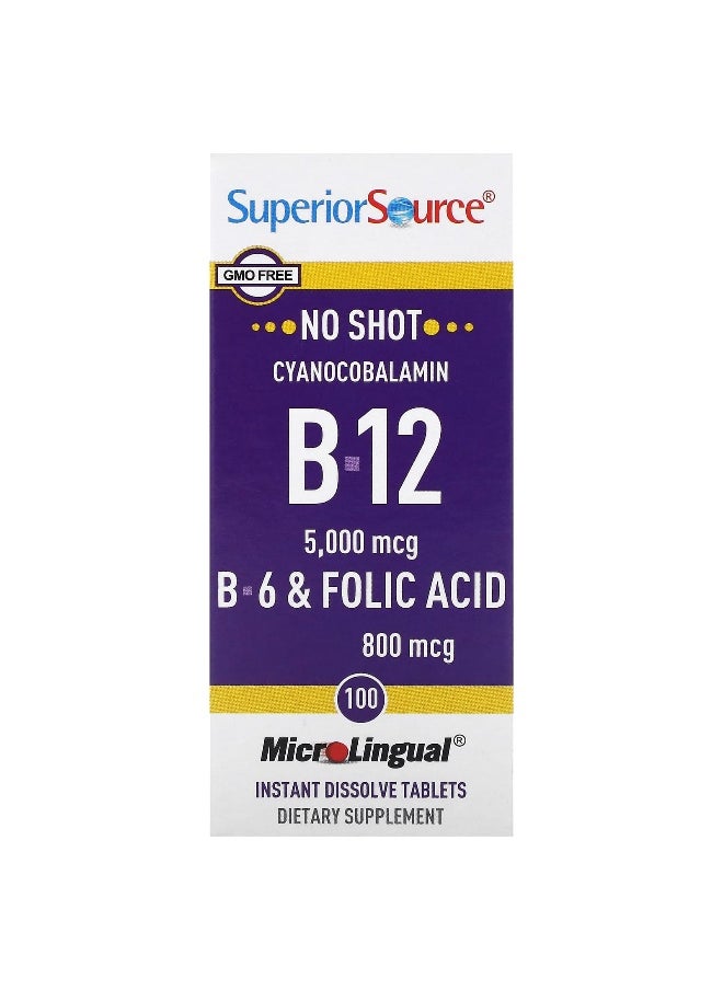 Superior Source Superior Source, B-12, B-6 & Folic Acid, 100 MicroLingual Instant Dissolve Tablets  - Image 1