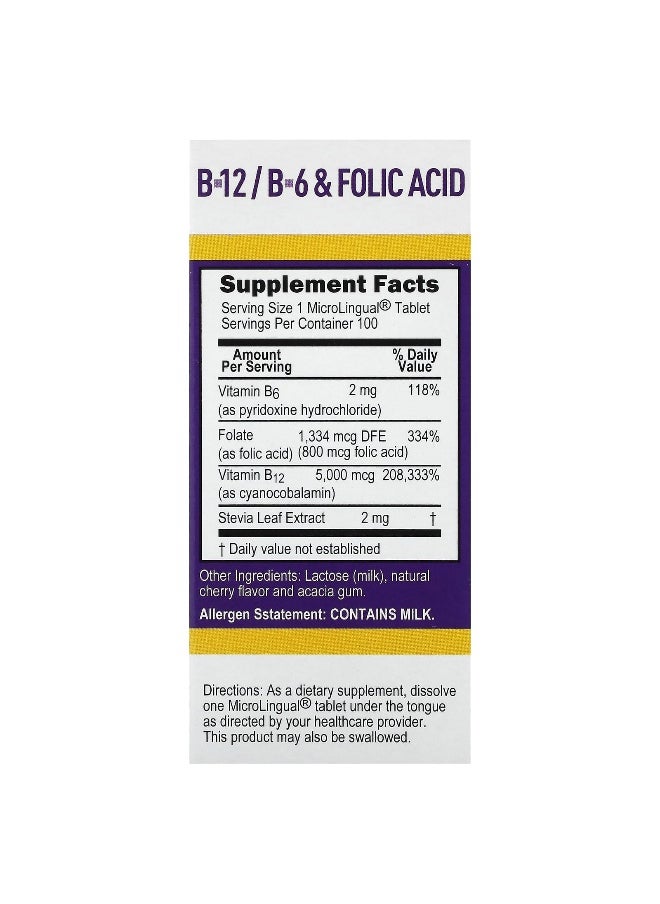 Superior Source Superior Source, B-12, B-6 & Folic Acid, 100 MicroLingual Instant Dissolve Tablets  - Image 2