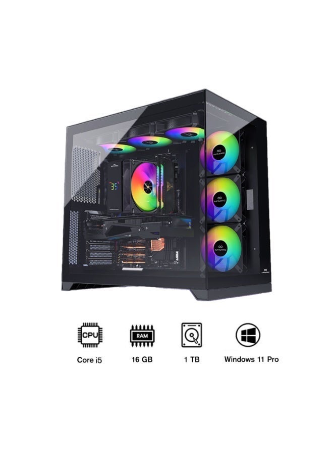 INFINIARC RTX 5060 GAMING DESKTOP PC (CUBE Case, B760 Motherboard, RTX 5060 8GB GPU, Core i5 CPU, 16GB DDR4 RAM, 1TB SSD M.2, Digital ARGB Air Cooler, 750W Gold PSU, Windows Pro), Black black - Image 2
