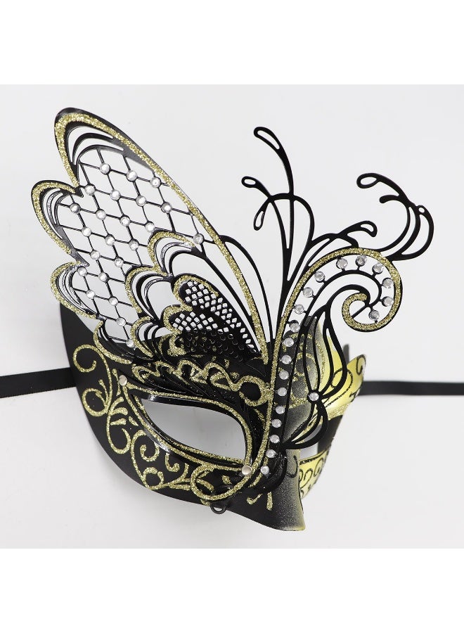 أقنعة حفلات الهالوين والكرنفال الفينيسي للرجال أقنعة حفلات التخرج المسائية إكسسوارات الأزياء أقنعة التنكر للنساء (ذهبي) - Image 3