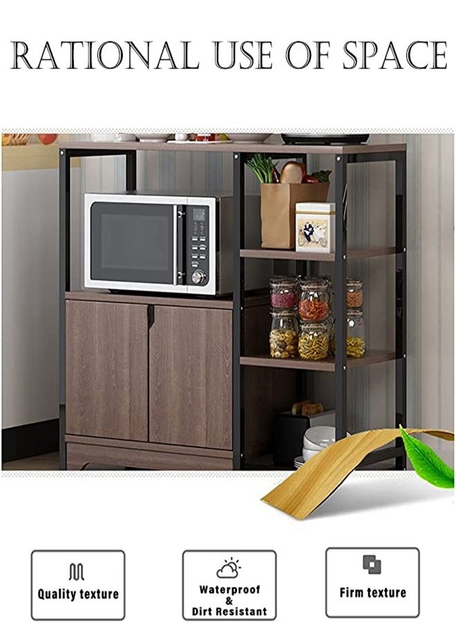 4-Tier Kitchen Storage Shelf Microwave Oven Stand Rack Spice Organizer with Storage Cabinet Large Capacity for Home Hotel Living Room Bathroom Office Daily Use Everyday Wear - Image 4