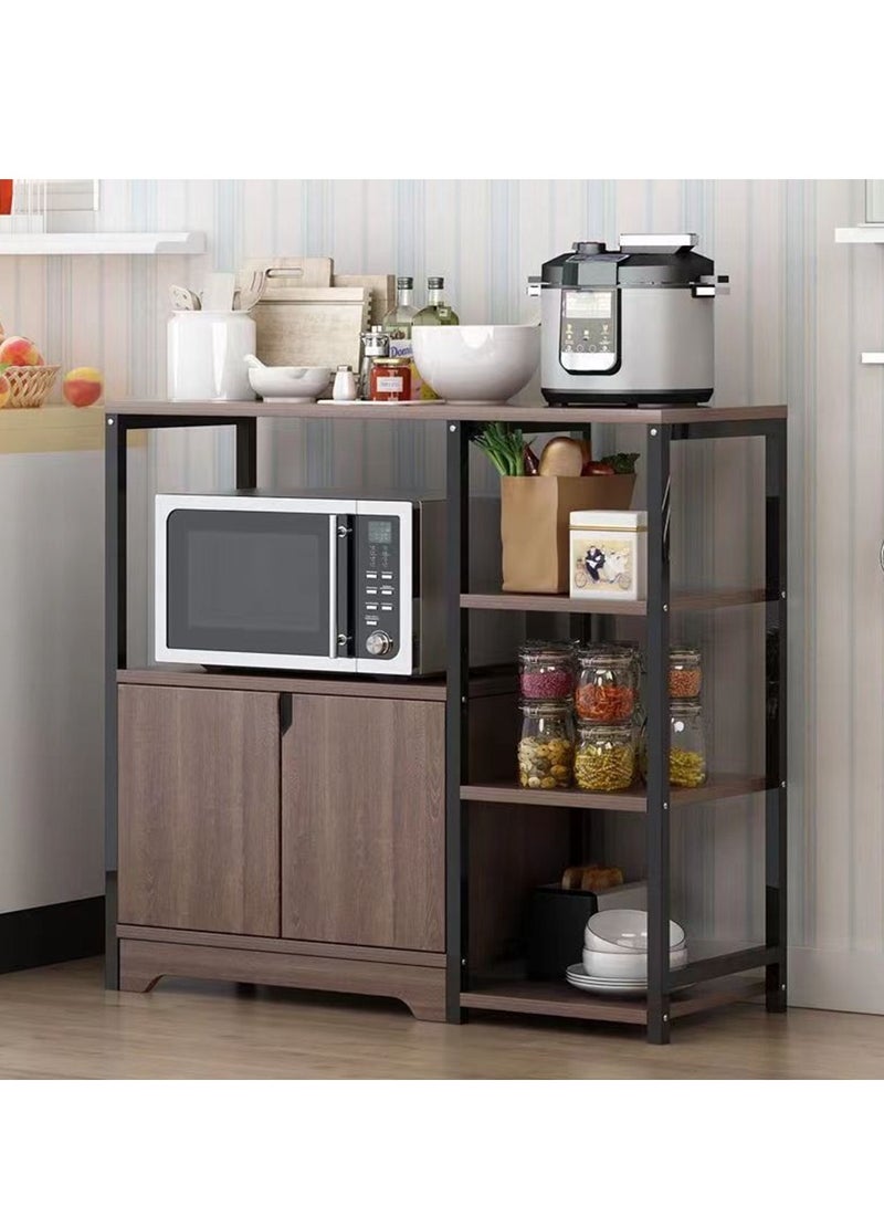 4-Tier Kitchen Storage Shelf Microwave Oven Stand Rack Spice Organizer with Storage Cabinet Large Capacity for Home Hotel Living Room Bathroom Office Daily Use Everyday Wear - Image 1