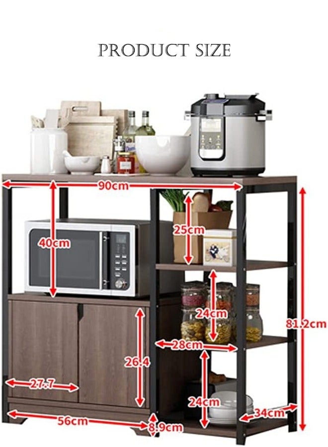 4-Tier Kitchen Storage Shelf Microwave Oven Stand Rack Spice Organizer with Storage Cabinet Large Capacity for Home Hotel Living Room Bathroom Office Daily Use Everyday Wear - Image 3