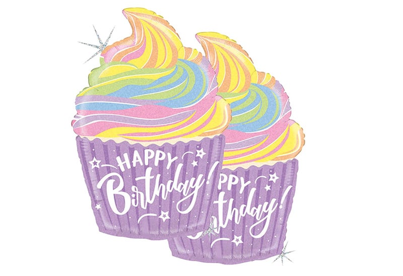 Artisan Owl Set of 2 Happy Birthday Pastel Cupcake 27 Foil Party Balloons - Image 3