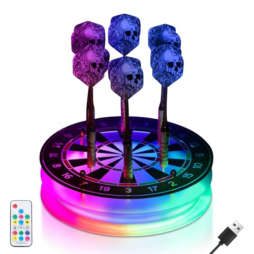 CoolGift Mart Light Up Dart Holder Christmas White Elephant Gifts for Men or Darts Enthusiasts Acrylic Dart Holder with Multiple Color Modes and Brightness Adjustment Function Remote Control - Image 1