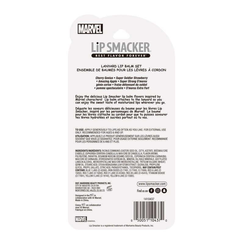 Lip Smacker Marvel, 4 piece lanyard set, lip balm for kids - Iron Man, Captain America, Spider Man, Hulk - Image 3