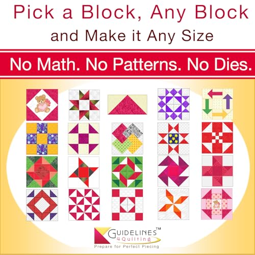 Guidelines4Quilting Quilt Ruler Seam Allowance Additions Make Blocks Any Size No Math No Dies or Templates Use 1 with 12in Quilting Ruler and 2 with 24in Rulers Includes BuiltIn Finger Guards - Image 3