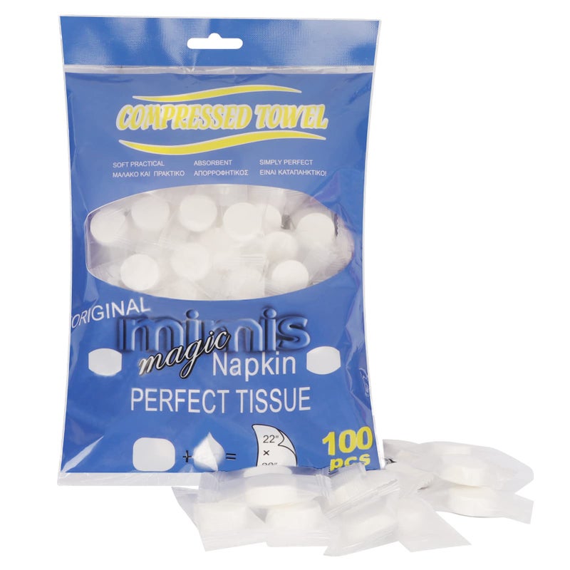 Classycoo Compressed Towel 100 PCS Mini Tablets Disposable Portable Face Towel Cotton Coin Tissue for Travel Camping Hiking Sport Home Hand WipesOther Outdoor Activities Blue