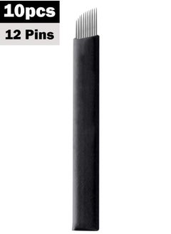 Coconut 10 Pieces Disposable 0.18mm Microblading Blade Fine Needles Permanent Makeup Curve Brow Manual Eyebrow Embroidery Tattoo Microblade Needles - 12 Pins Shape  - Image 1