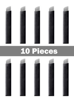 Coconut 10 Pieces Disposable 0.18mm Microblading Blade Fine Needles Permanent Makeup Curve Brow Manual Eyebrow Embroidery Tattoo Microblade Needles - 12 Pins Shape  - Image 2