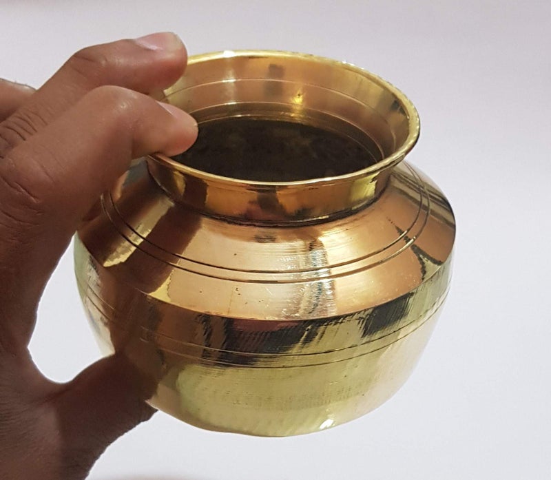 Pure Source India Brass Kalash Lota Utensil, 3.5 Inch, Gold, 1 Piece (Small Kalash) - Image 4
