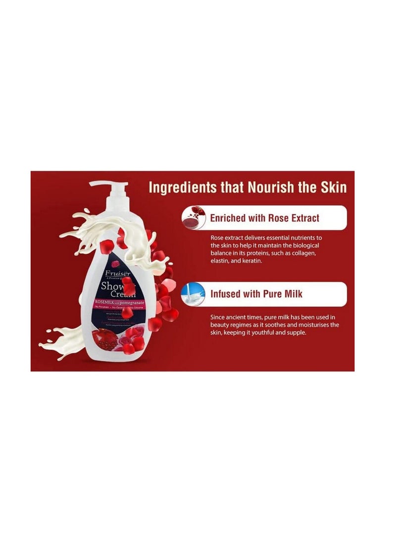 Fruiser - Shower Cream Rose Milk with Pomegranate 1000 Ml - Image 1