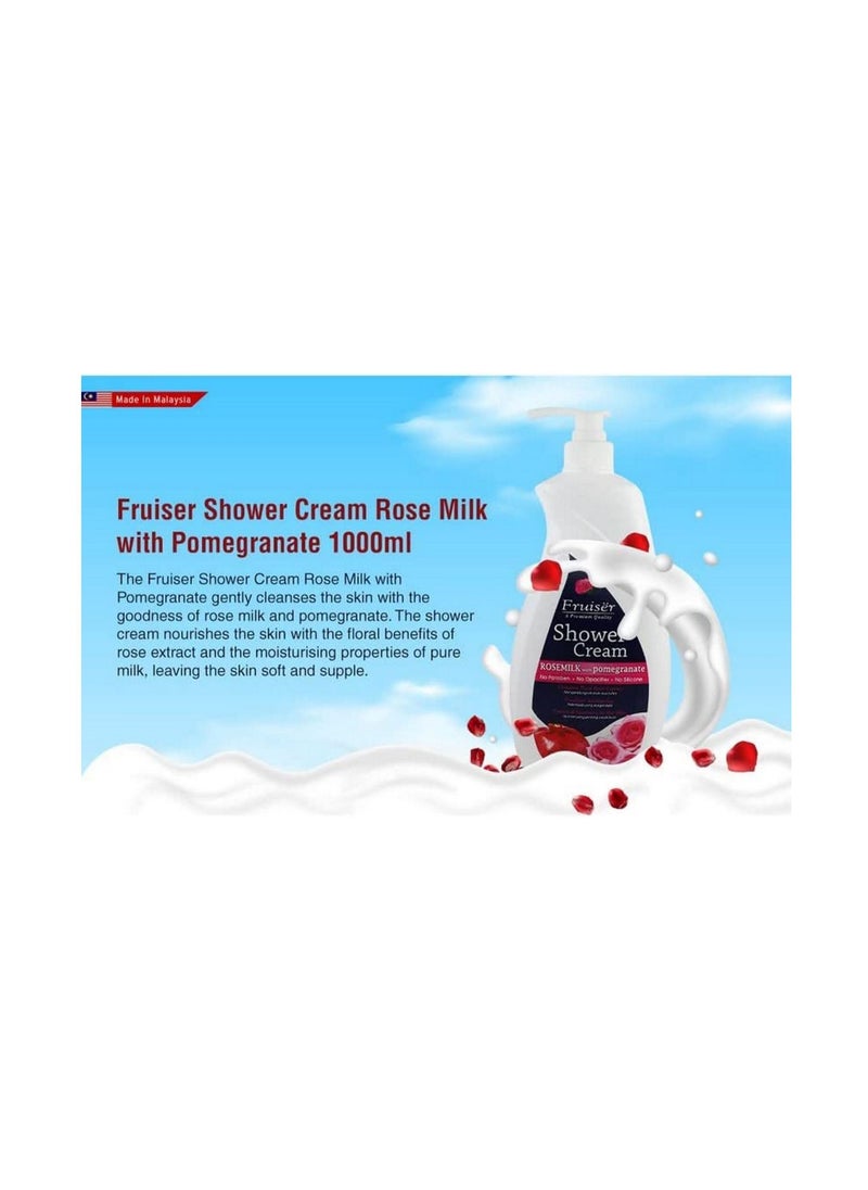 Fruiser - Shower Cream Rose Milk with Pomegranate 1000 Ml - Image 1