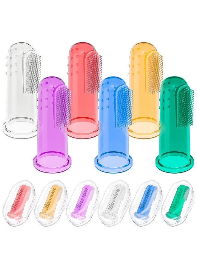 Bassion Baby Toothbrush Set, 6 Pcs Soft Infant Finger Toothbrush with 6 Boxes, Newborns Toddler Silicone Baby Tooth Brush 0-6 Months 6-12 Months - Image 1